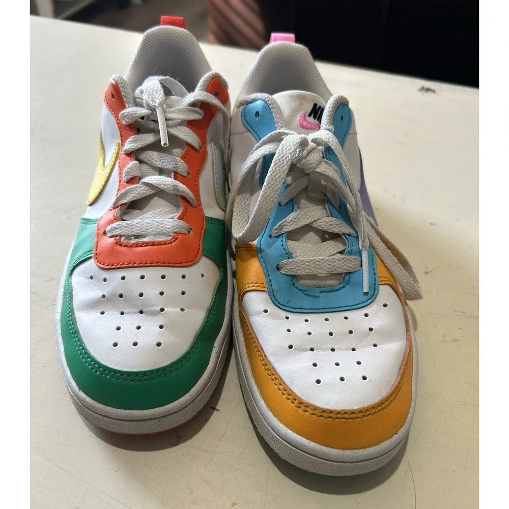 Nike Court Borough Low RC BG Kids Casual Shoes Multi-Color Size 6Y EUC Colorful